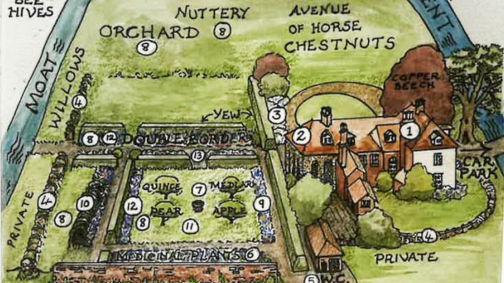 Image of a garden plan for St John's Jerusalem showing the key features